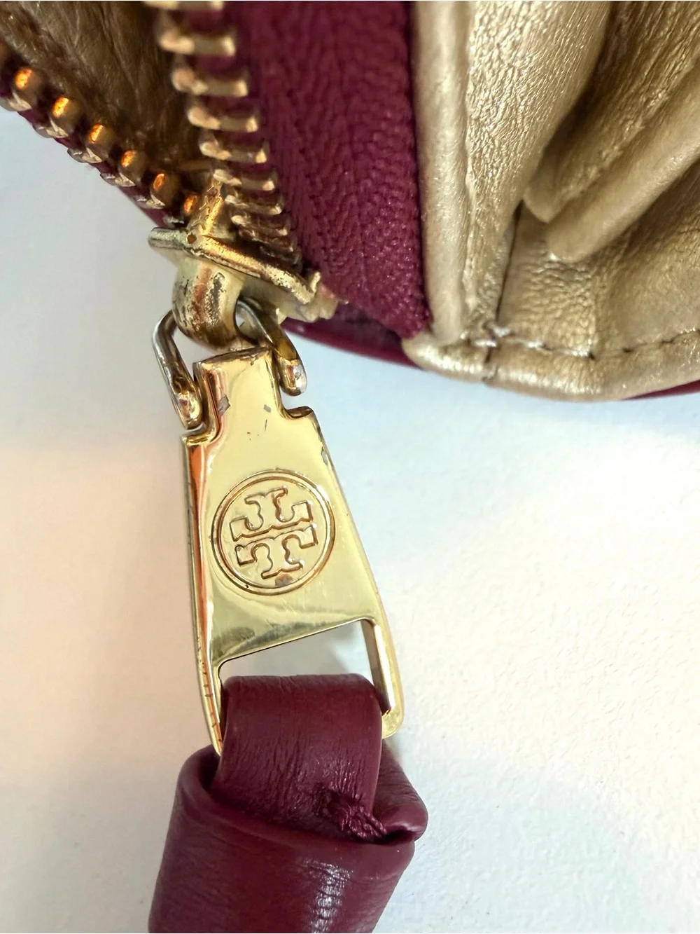 Tory Burch Taylor Mini Foldover Crossbody Burgundy Pebbled Leather